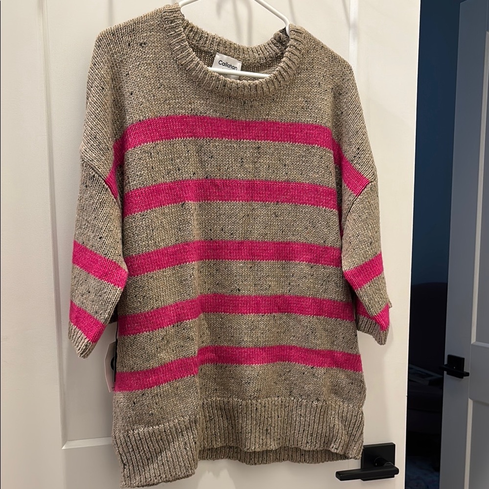 Anthropologie / Callahan Tan and Pink Crew Neck Sweater